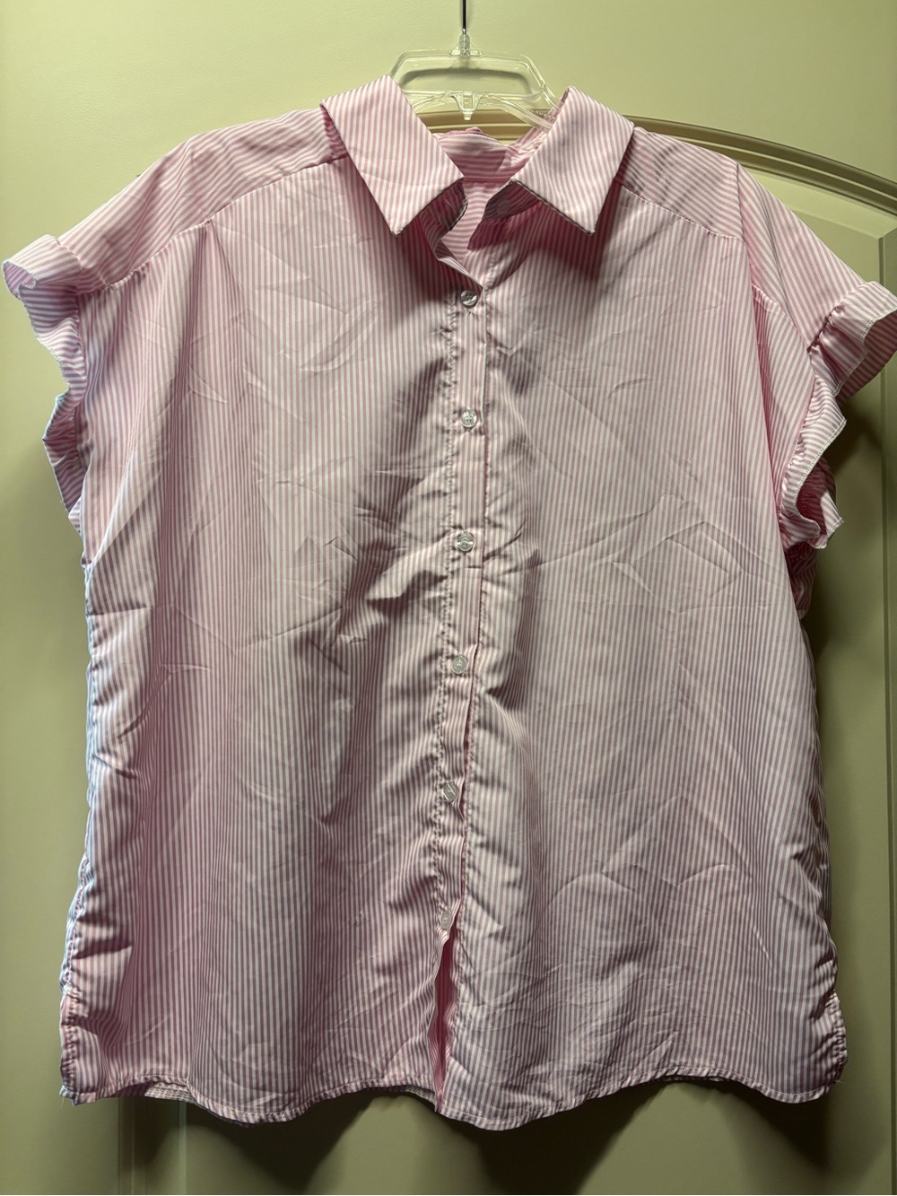 Women's Pink Striped Button-Up Blouse size XL
